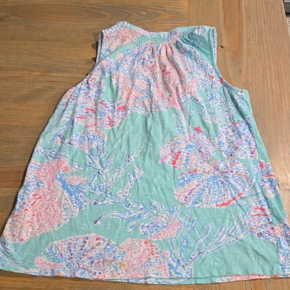 Lilly Pulitzer Essie Minty Fresh Fan Size S Sleeveless Shirt Top Sea Mint - Picture 4 of 4